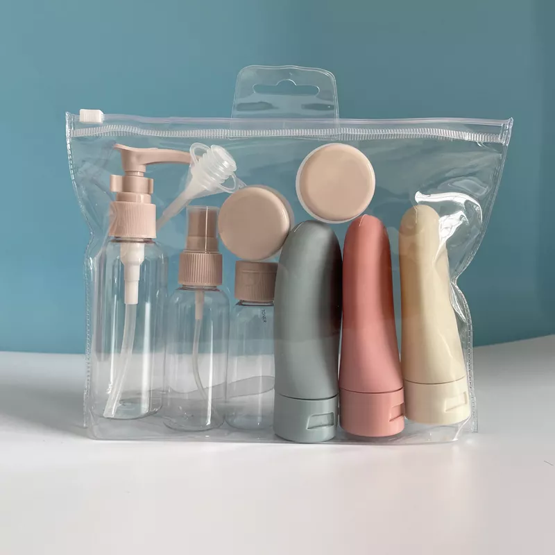 Conjunto de garrafas dispensadoras de viagem de plástico portátil de 7 peças